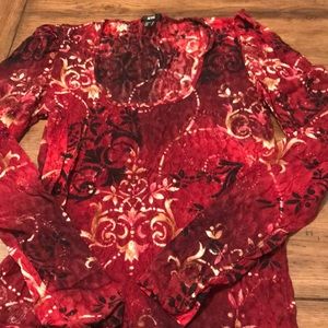 Mango sheer long sleeve top S